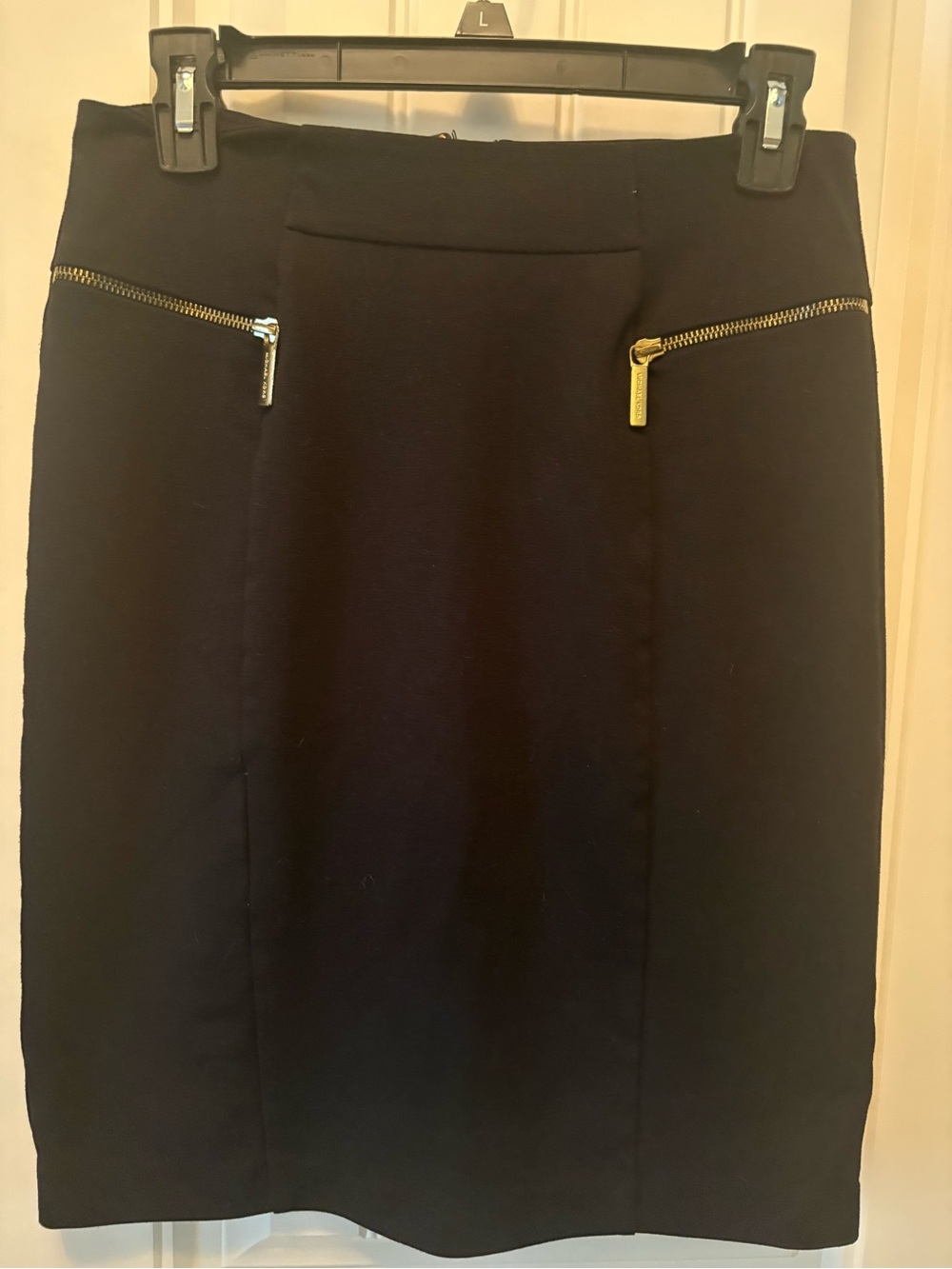 MICHAEL Michael Kors Black Pencil Skirt with Gold Zipper Detail